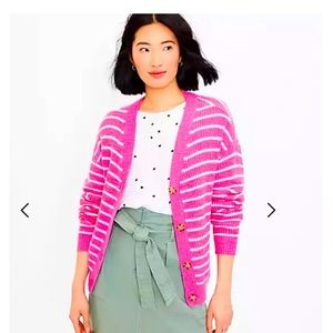 Loft Stripped Relax V-neck Cardigan